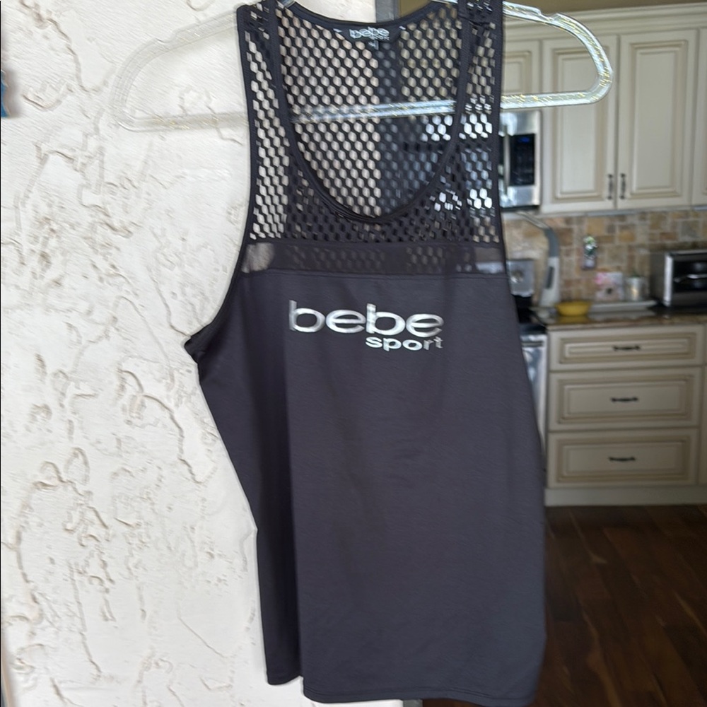 bebe Black Mesh Muscle Tee